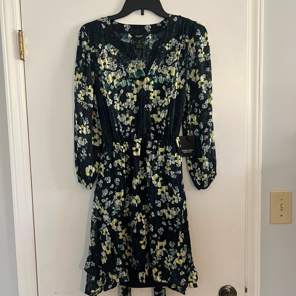 Kohl's Navy Floral Long Sleeve Dress